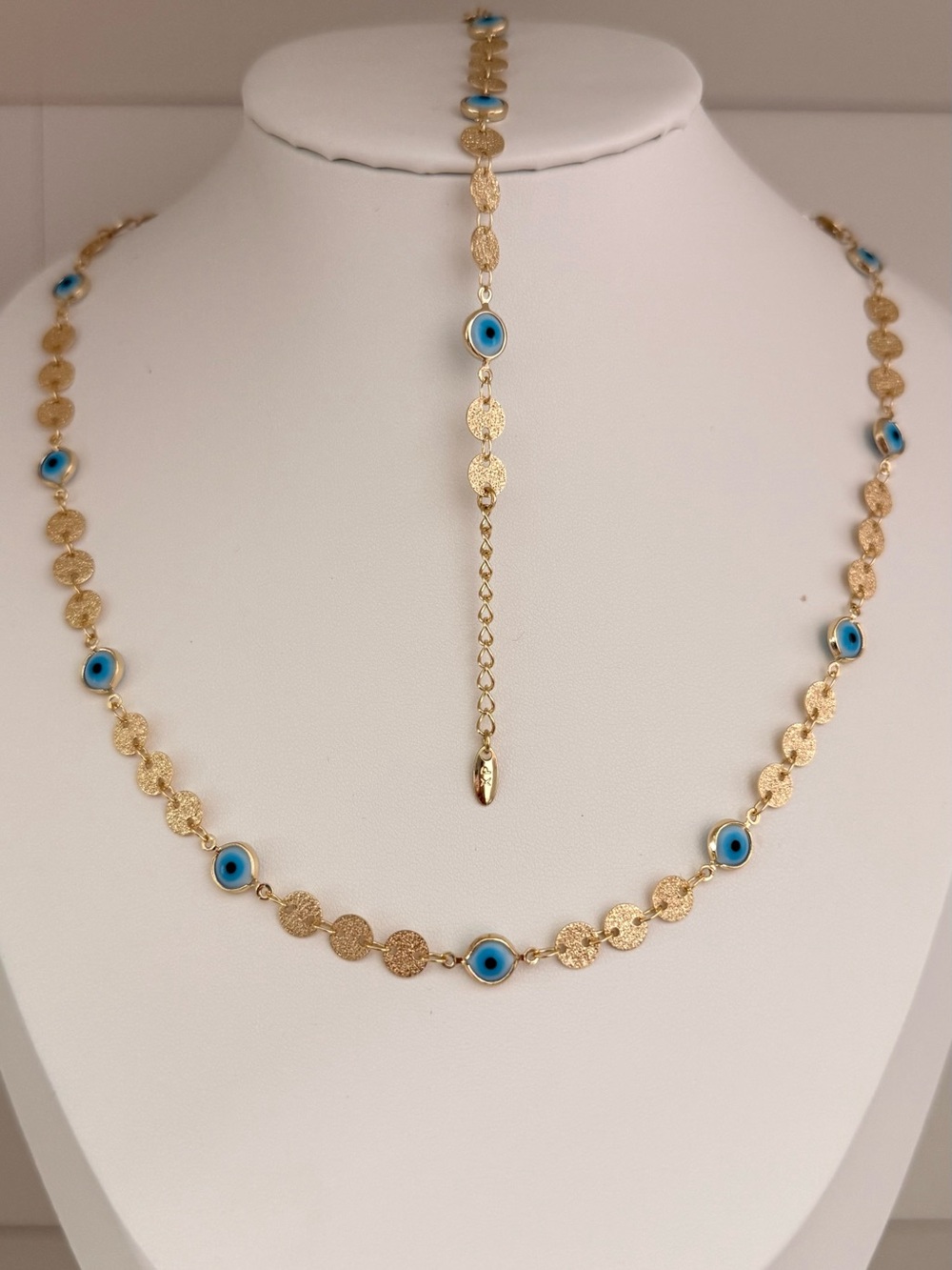 Gold Evil Eye Bracelet with Blue Accents - Women Jewelry